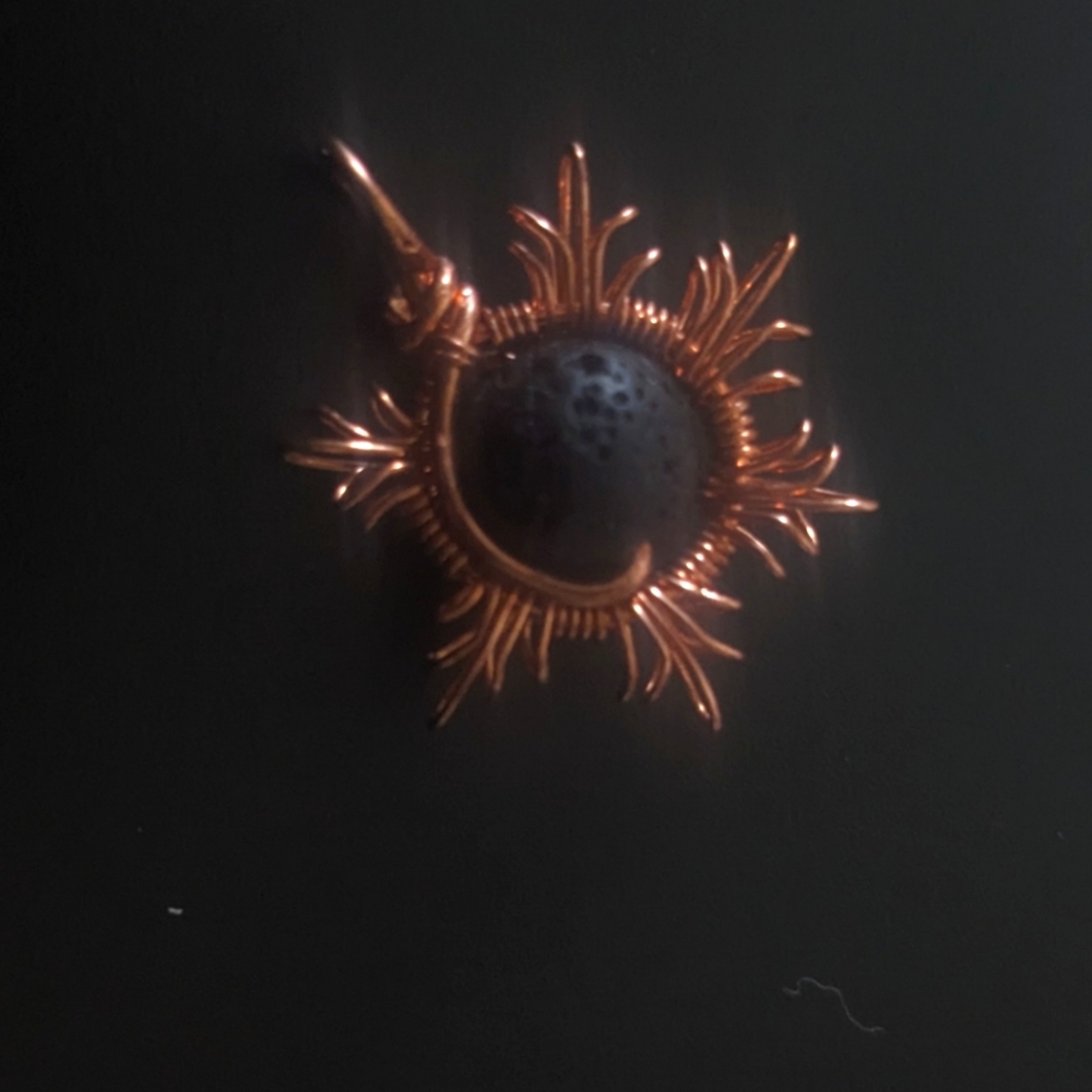 Handmade Sun Pendant with Black Bead